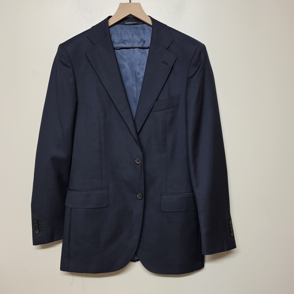 Suitsupply Lazio 42L Navy Blue Wool Sport Coat Blazer Slim Fit VBC Canonico